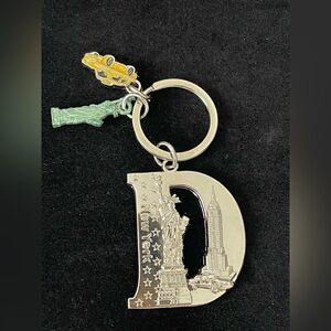 Silver New York Initial Keychain